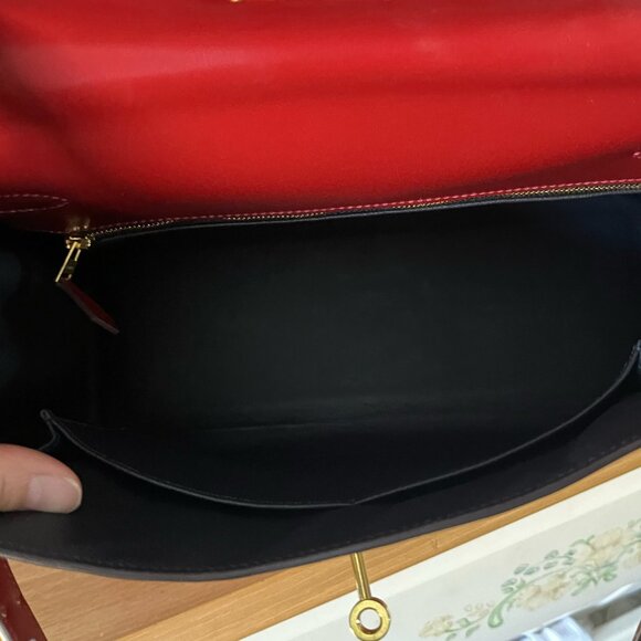 Wirkin Designer Inspired Kelly Red Box Smooth Leather 32 CM Bag - Picture 9 of 11
